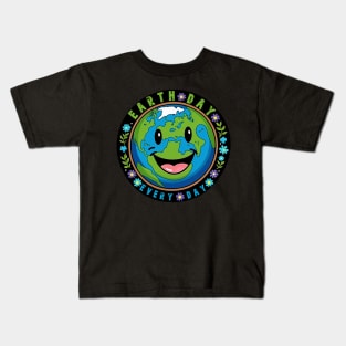 Earth Day Everyday Smile Face Hippie Planet Anniversary Kids T-Shirt